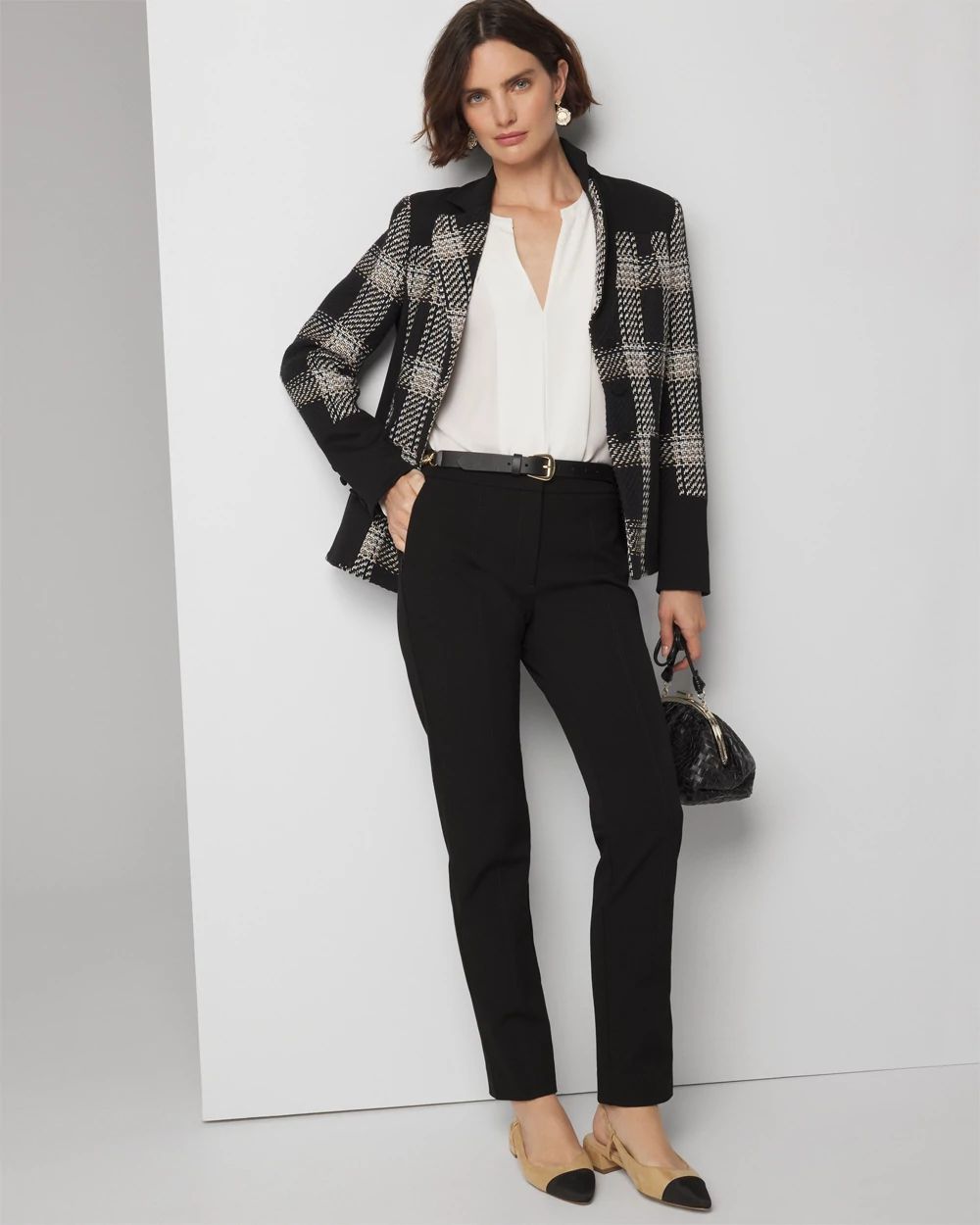 パンツ NEAT HOUSE special order slacks 43 H&M Beige Plaid Dress Pants Womens 16 Elastic Waist | eBay